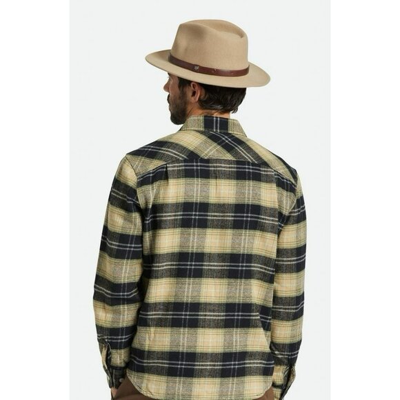 Brixton Messer Fedora Hat Cruelty Free Wool Sand Size 6 3/4 XS Unisex $75 - Picture 1 of 15